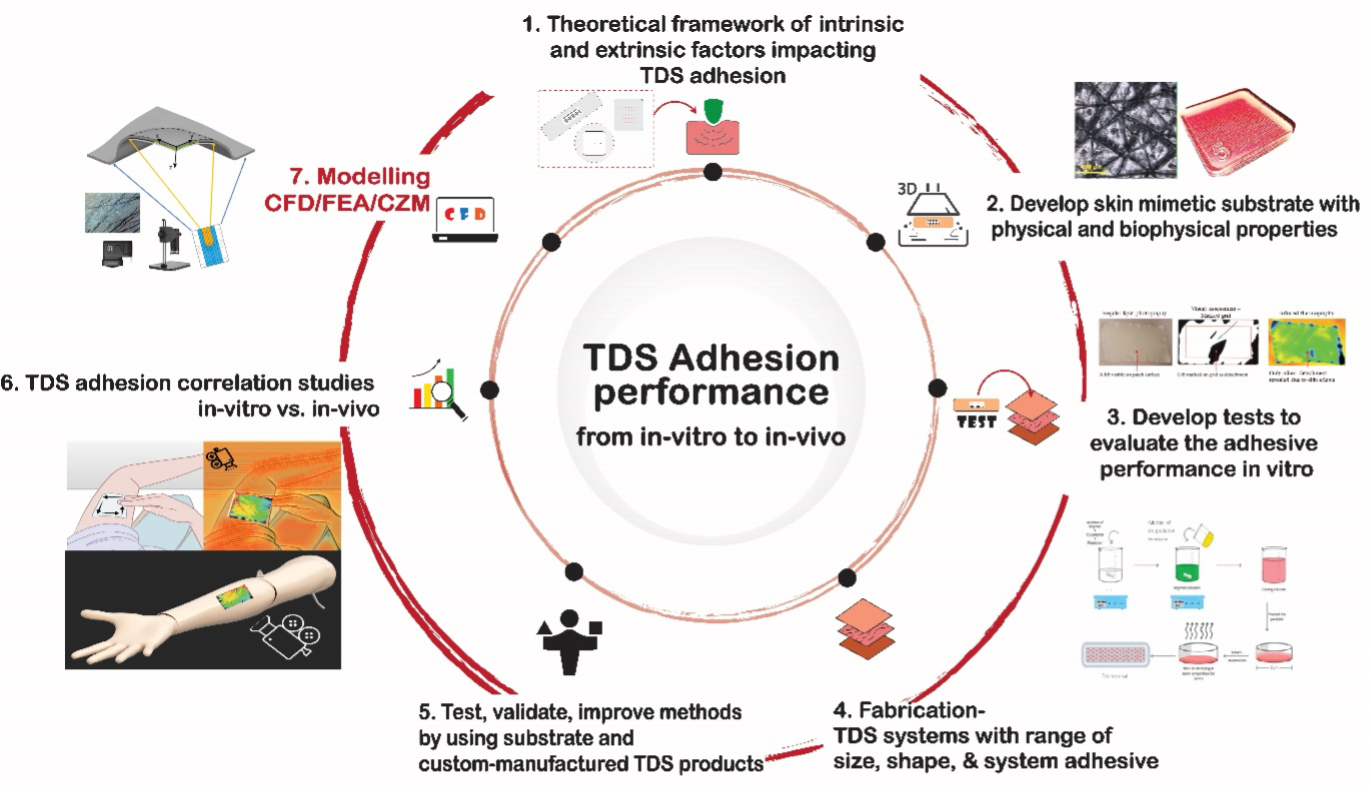 Graphical representation of the Development, validation, and performance matrix of TDS product adhesion testing